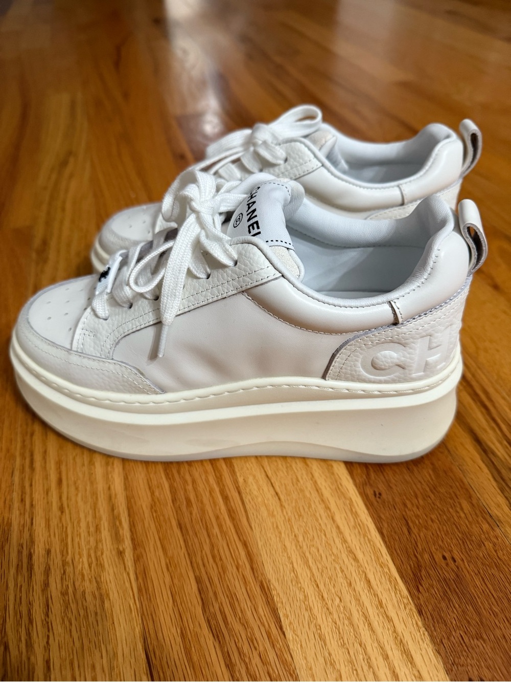 White Platform Sneakers - CC logo